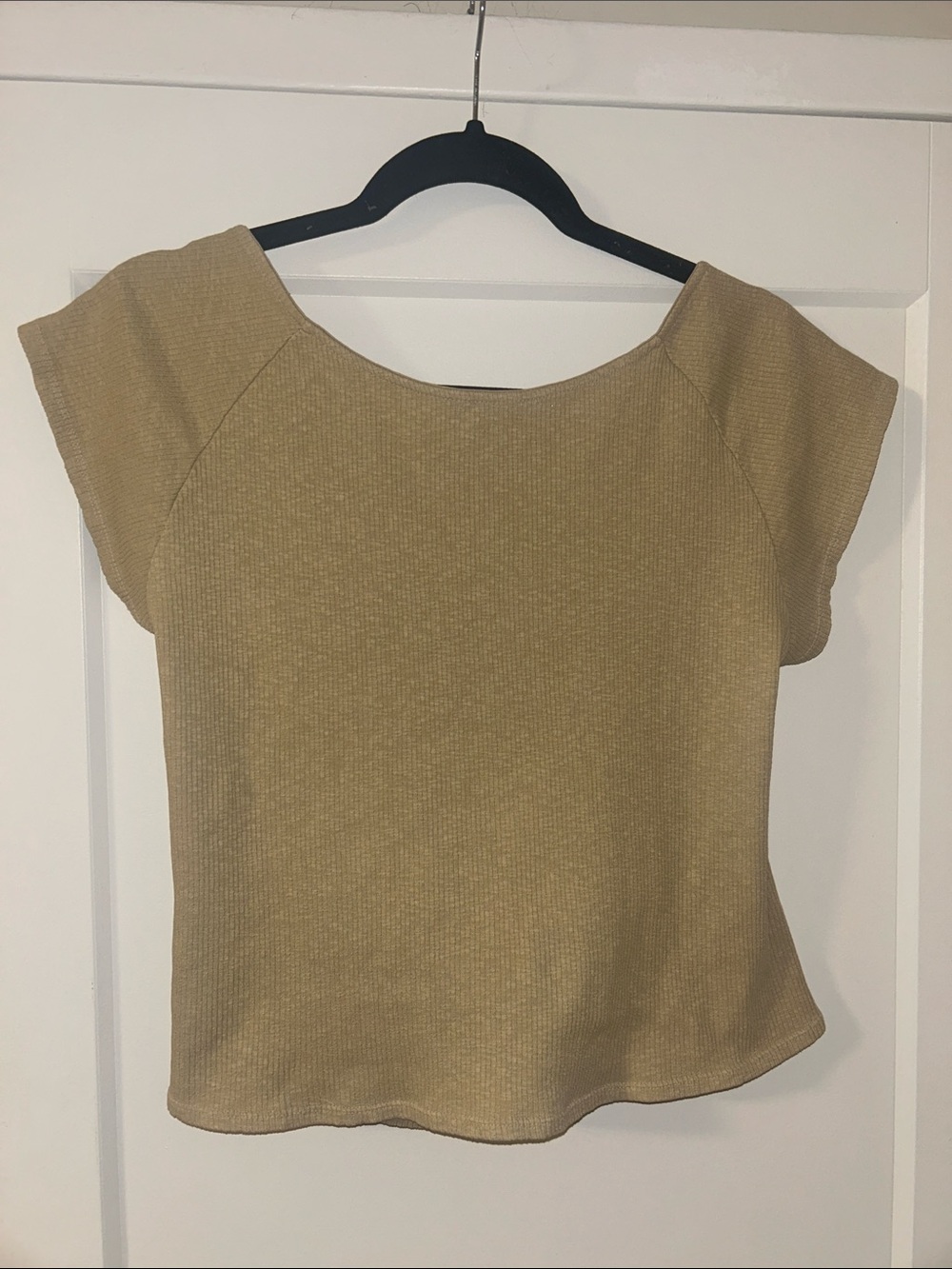 aerie Short Sleeve Ribbed Top - Tan